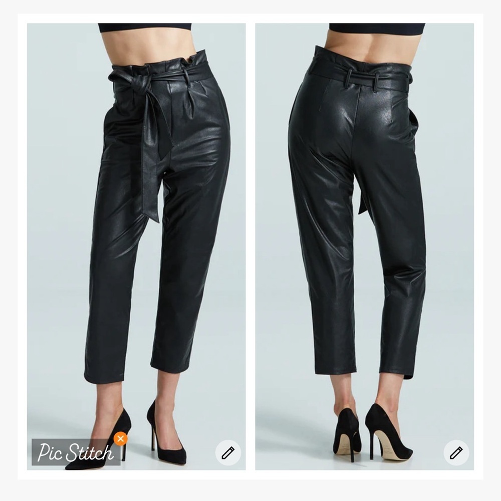 Commando Black Faux Leather Paperbag Pants